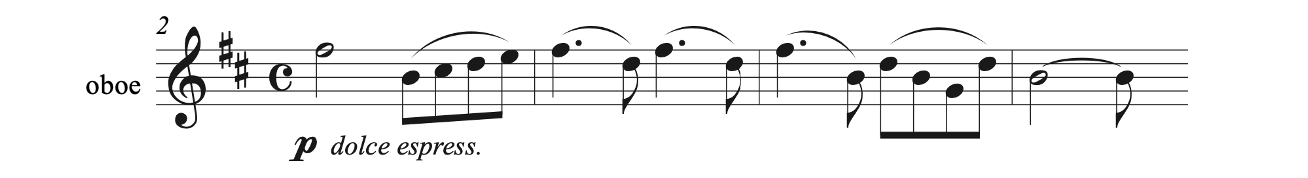 Example of a minor key: A single oboe line from Tchaikovsky's Swan Lake, Act I, No. 9, Finale
