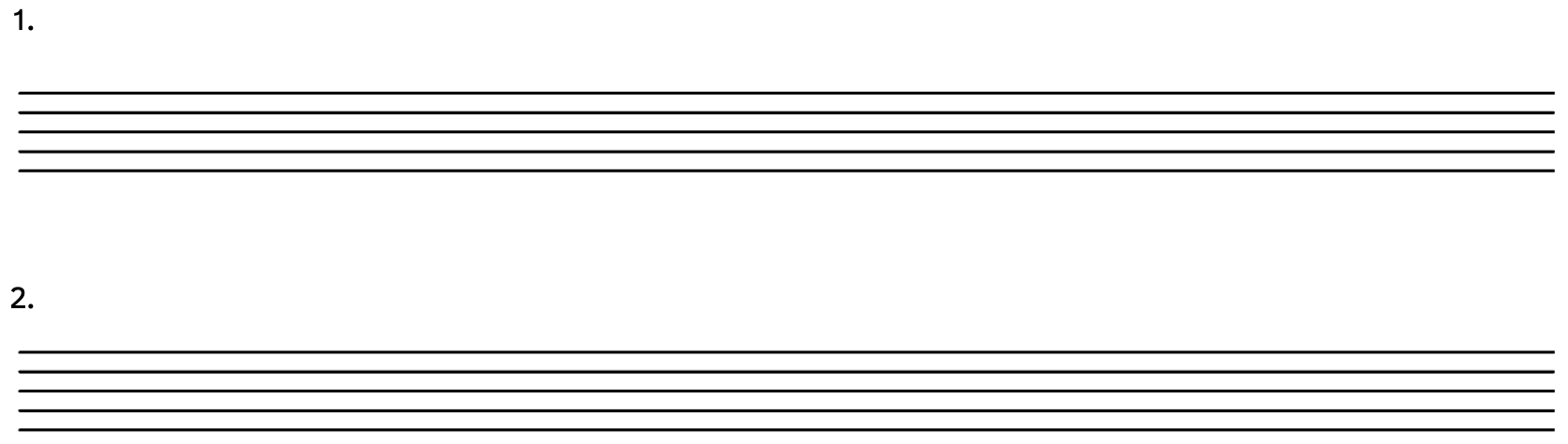 Two blank single-line staves are given to write your scales on.