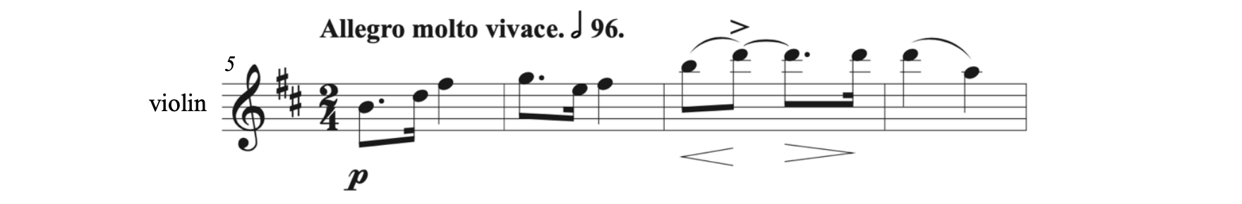 The specific tempo marking of Röntgen-Maier's Violin Sonata in B Minor, third movement is Allegro molto vivace with a half note equaling 96 beats per minute.