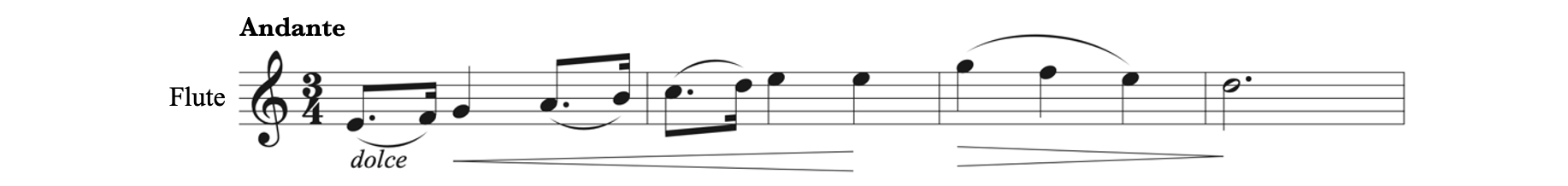 Flute line from Farrenk's Trio for Flute, Cello, and Piano, second movement - Andante. Listen to YouTube clip below.