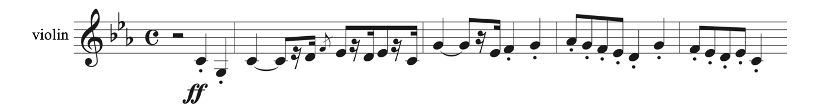 Example of a minor key: A single violin line from Bizet's L'Arlésienne Suite No. 1, Overture