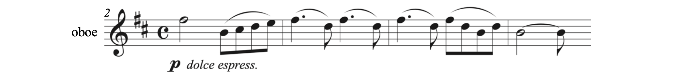Example of a minor key: A single oboe line from Tchaikovsky's Swan Lake, Act I, No. 9, Finale