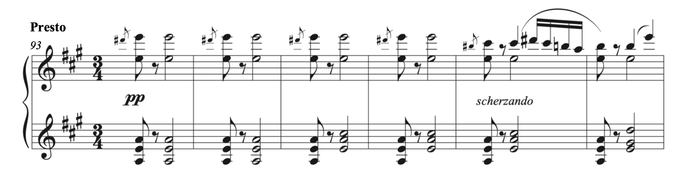 Score for opening of de Gardéev, Rumänisches Charakterstück, op. 44