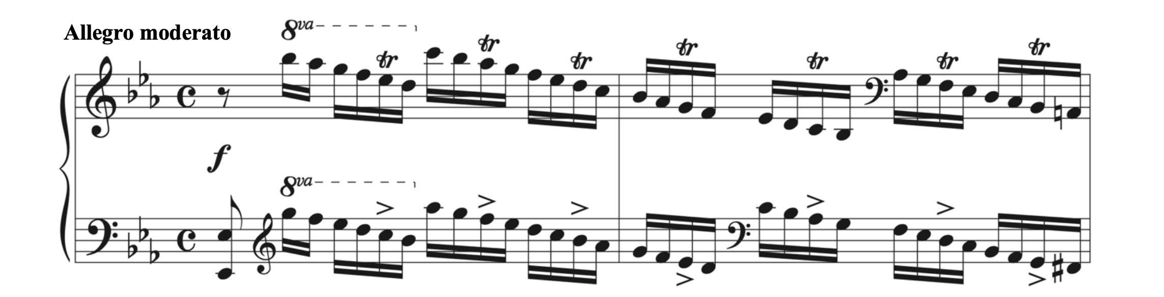 Score for opening of Shoemahnowska, Prelude No. 1