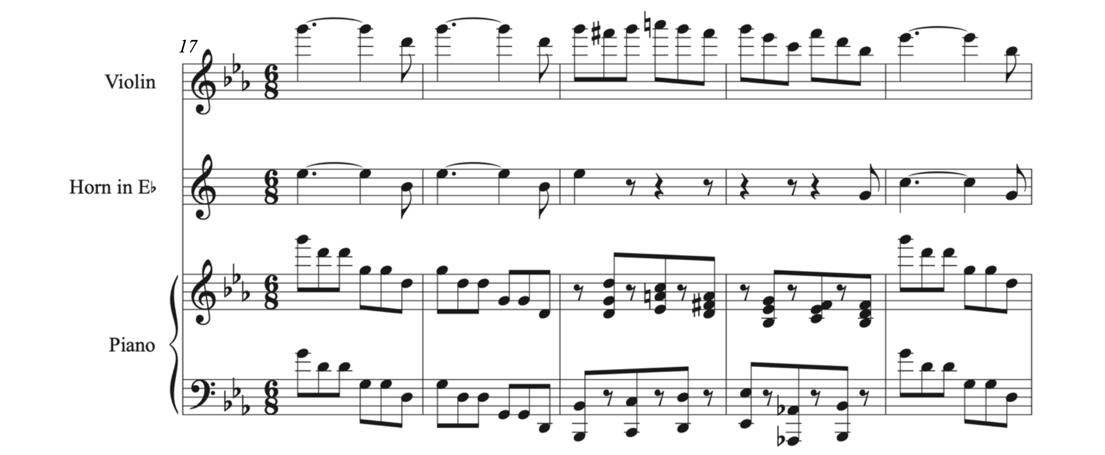 Score of Brahms, Horn Trio, op. 40, fourth movement - Finale: Allegro con brio