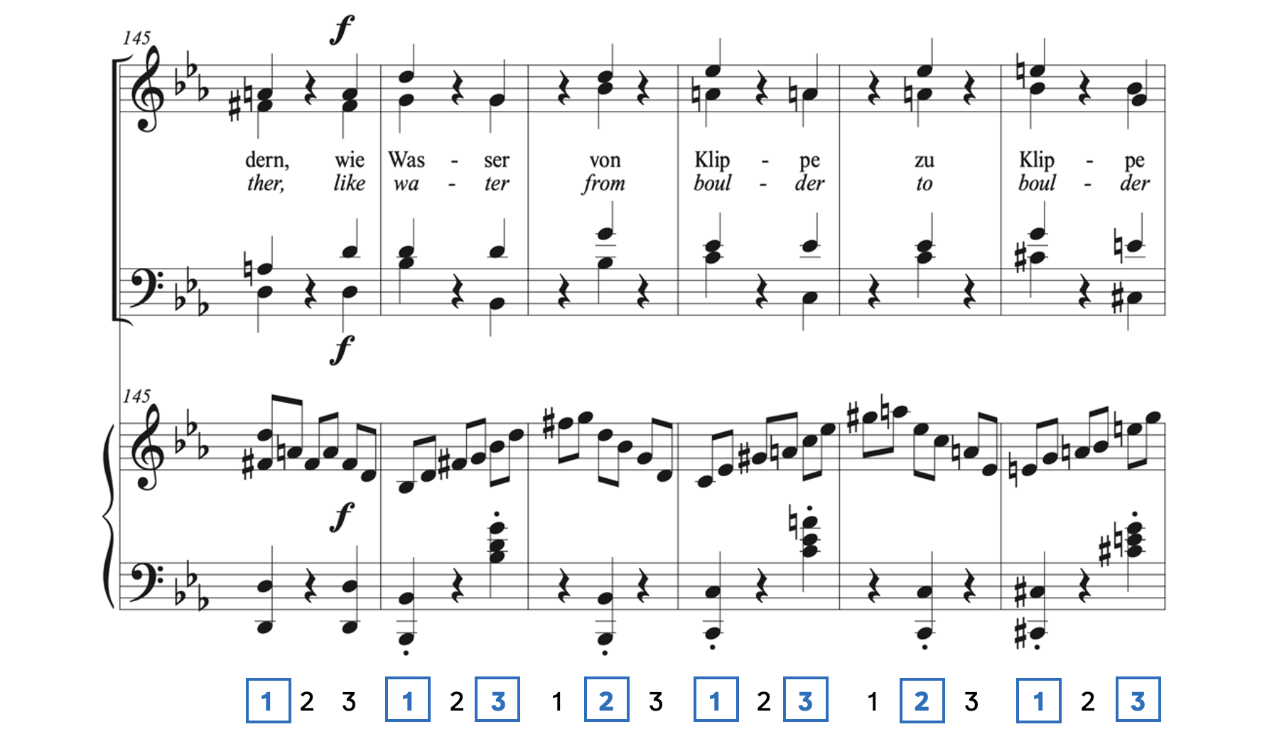 Part 2 of Brahms's Schicksalslied, where the hemiola occurs.