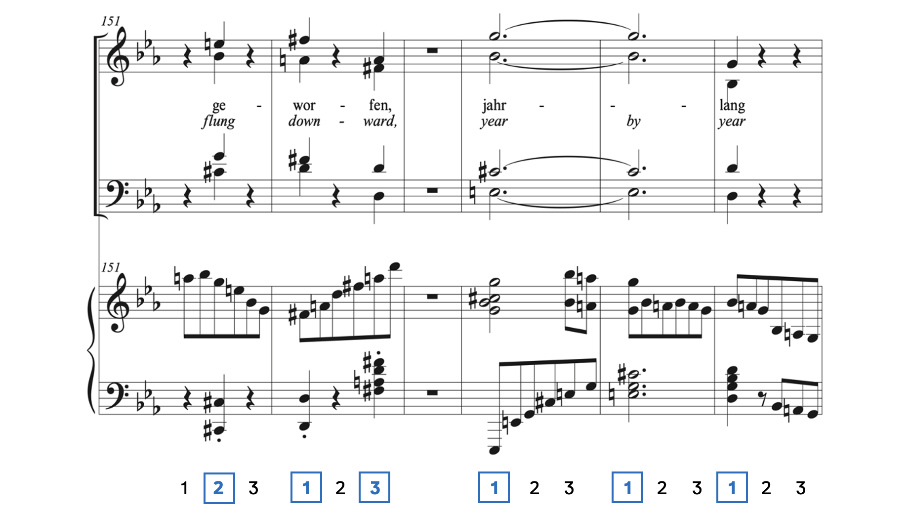 Part 3 of Brahms's Schicksalslied, where the triple meter returns.