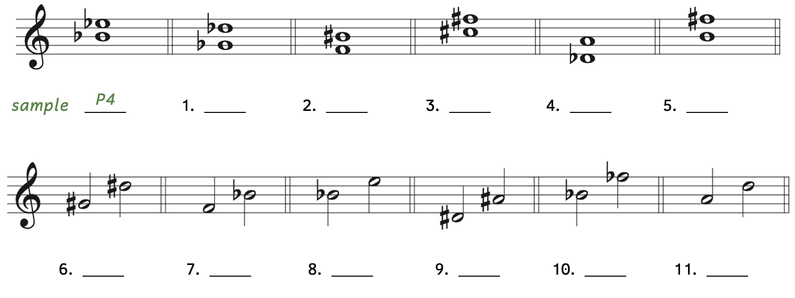 Number 1, G-flat to D-flat. Number 2, F to B-sharp. Number 3, C-sharp to F-sharp. Number 4, D-flat to A. Number 5, B to F-sharp. Number 6, G-sharp to D-sharp. Number 7, F to B-flat. Number 8, B-flat to E. Number 9, D-sharp to A-sharp. Number 10, B-flat to F-flat. Number 11, A to D.