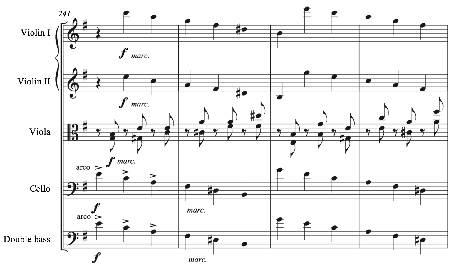 Score excerpt from the last movement of Brahms, Symphony No. 4