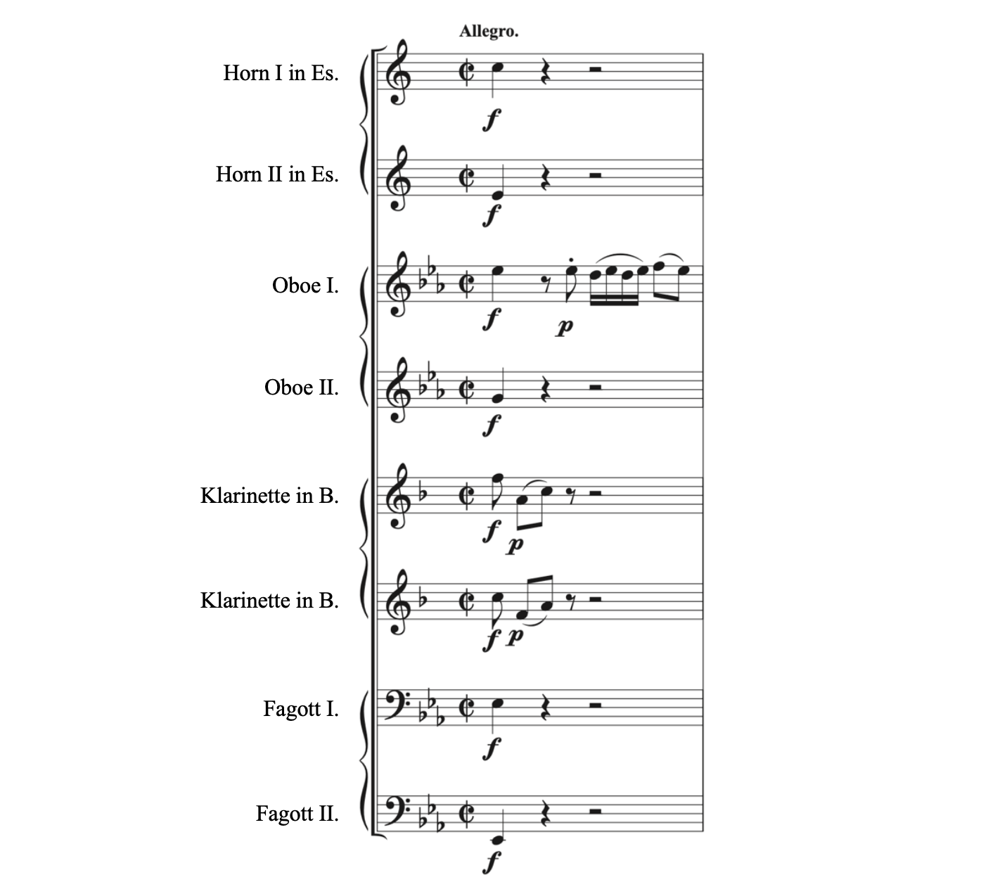 Score from Beethoven, Wind Octet, Op. 103, first movement