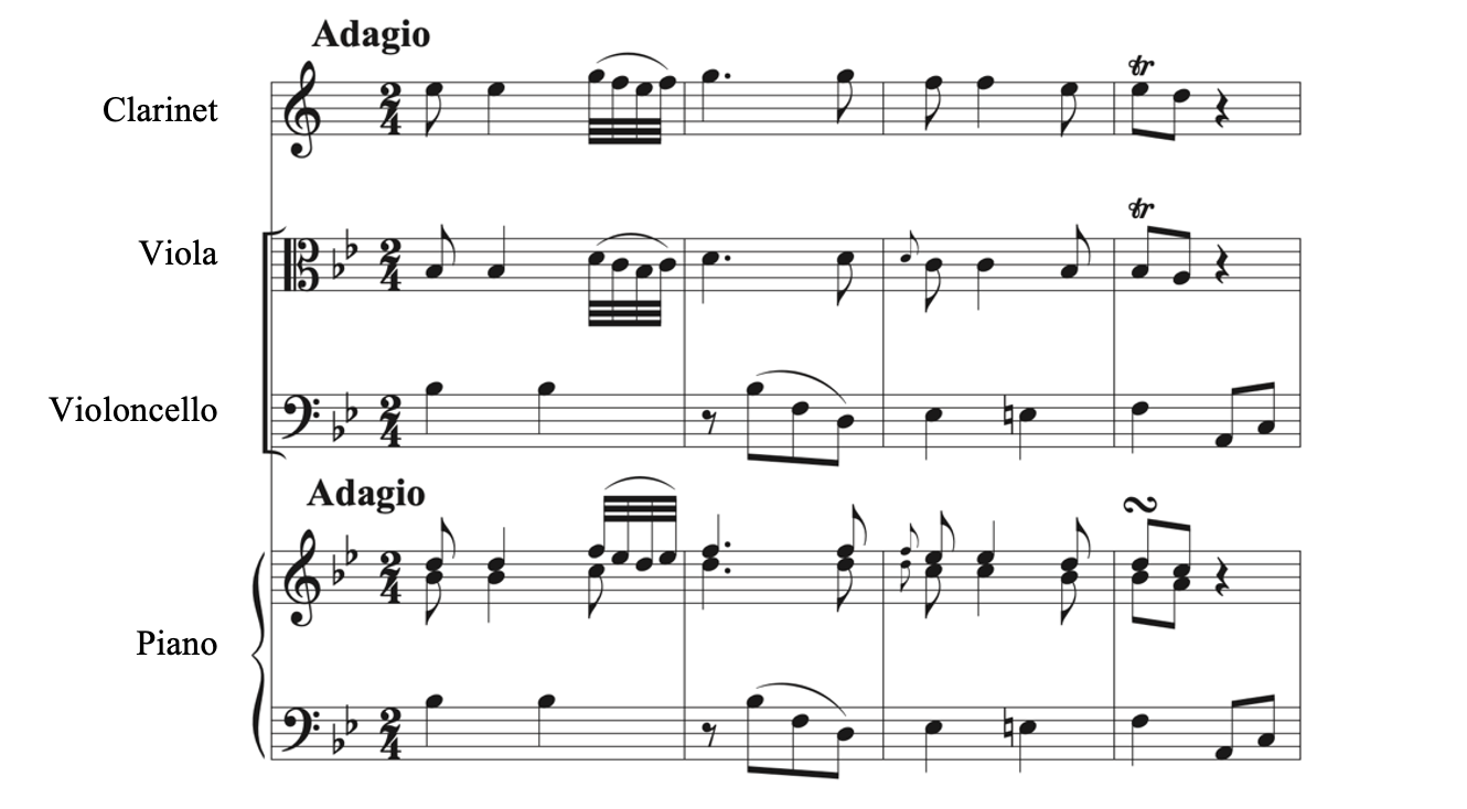 The key signature for the clarinet is different than the other instruments in Amalia's Divertimento