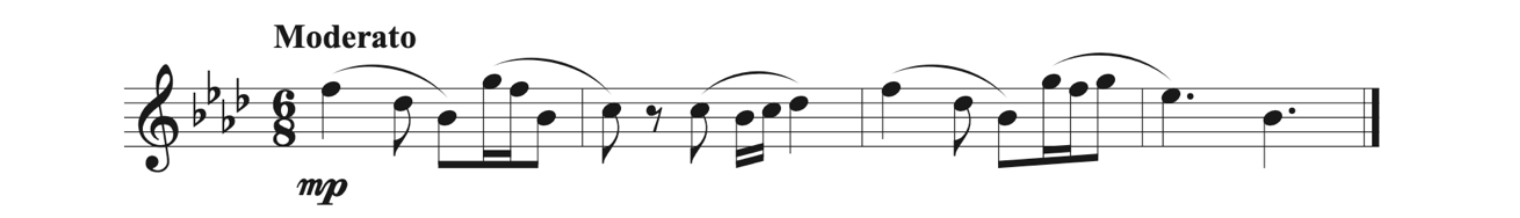 The final is B-flat and the key signature has four flats.