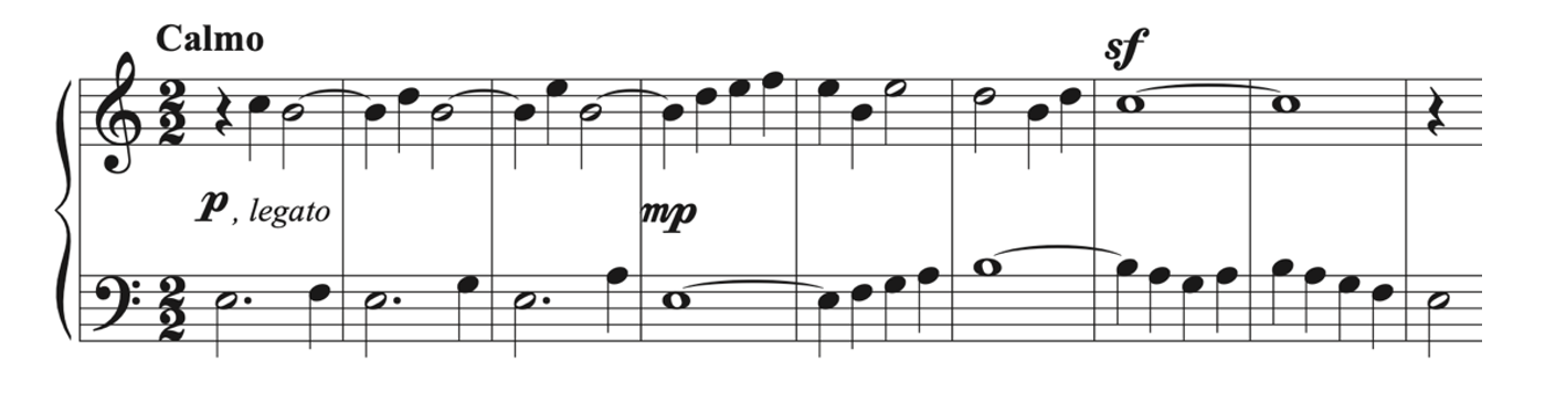 Score from Bartok Mikrokosmos No. 34, "In Phrygian Mode"