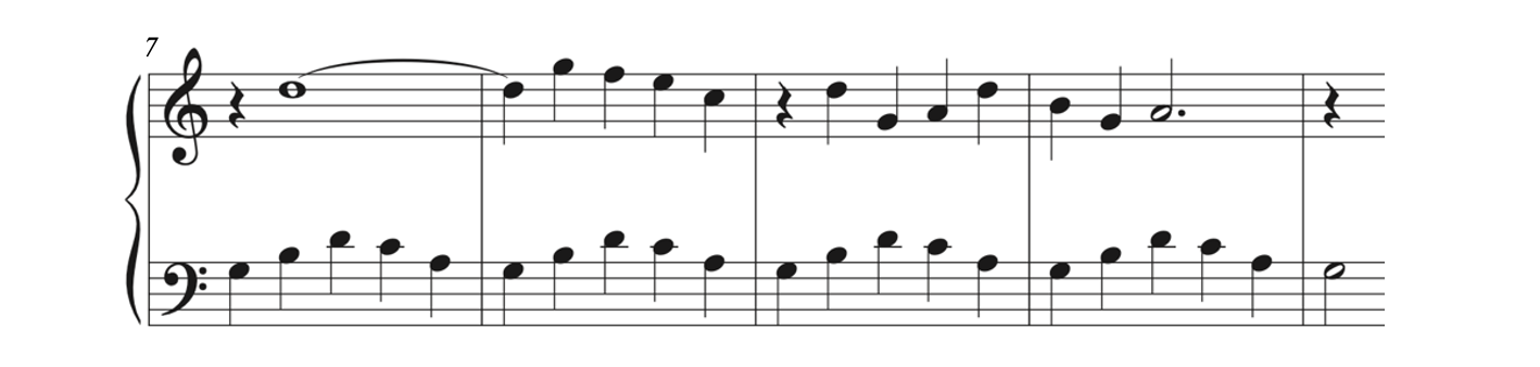 Score from Bartok Mikrokosmos No. 48, "In Mixolydian Mode"