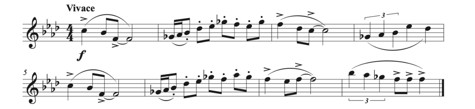 The final is C and the key signature has 4 flats. However, G always has a flat in the score.