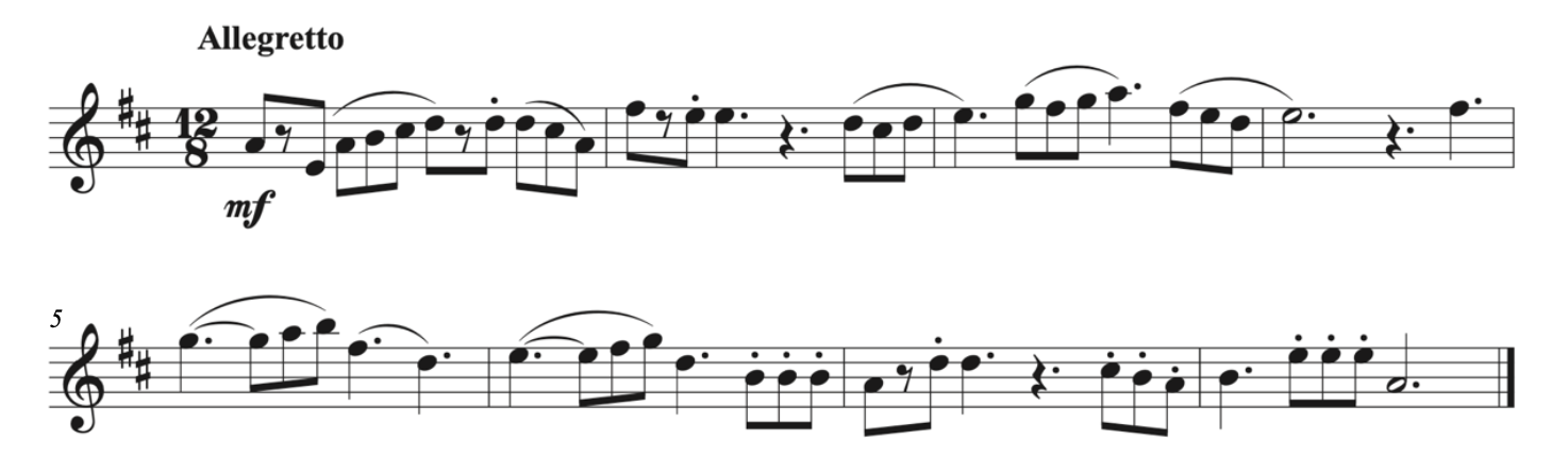 The final is A and the key signature has two sharps.