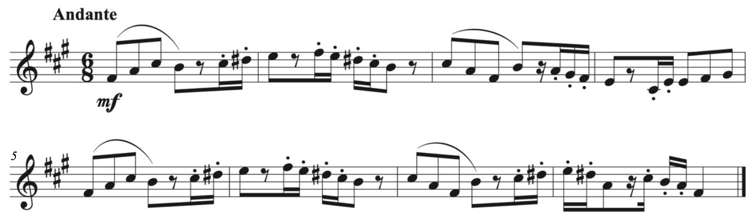 The final is F-sharp and the key signature has 3 sharps. However, all D's have a sharp in the score.