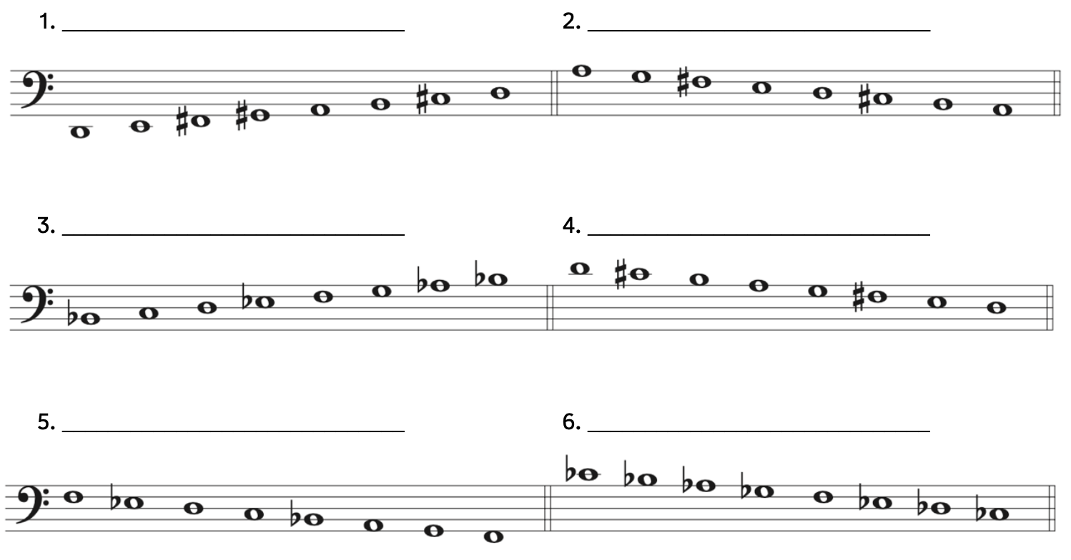 Number 1, Final is D with 3 sharps. Number 2, Final is A with 2 sharps. Number 3, Final is B-flat with 3 flats. Number 4, Final is D with 2 sharps. Number 5, Final is F with 2 flats. Number 6, Final is C-flat with 6 flats.