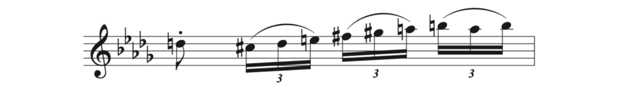 Ascending C-sharp Phrygian scale in Debussy, Fetes