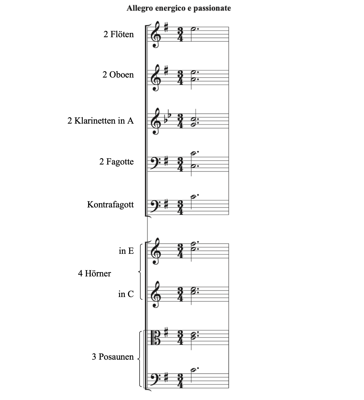 Score from Brahms, Symphony No. 4, fourth movement