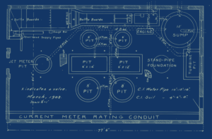 A blueprint depicts a current meter rating conduit.