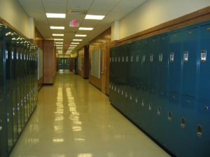 Lockers in a hallway